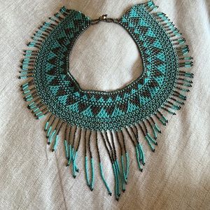 Mexican Turquoise Beaded Choker Necklace